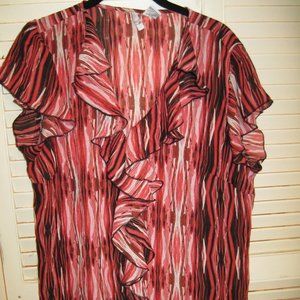 GREAT SHAPE   GREAT SHAPE  SAMI JO SHEER CHIFFON BUTTON RUFFLE TOP SZ XL